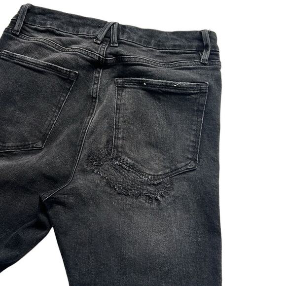 Good American Jeans 6/28 Faded Black Distressed GC625T Hi-Rise Skinny Ankle Boho - Picture 10 of 12